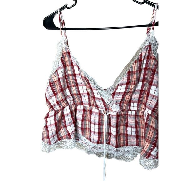 American‎ Eagle Womens Red Plaid Cropped Tank Top NWT XL - Picture 2 of 7